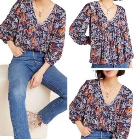 Maeve By Anthropologie Cathy Blouse Jungle Animals size small - Picture 1 of 13